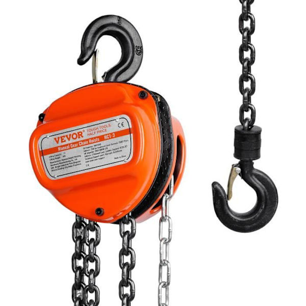 Manuell kedjetelfer -VEVOR - 1T 2,8m Lyftkapacitet - G80 Alloy Steel Double Pawl Brake Kedjeguide