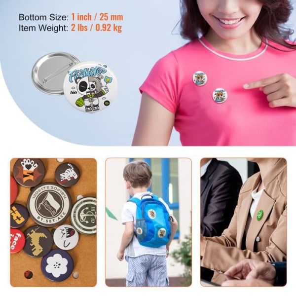 500 st 25 mm DIY Badge - VEVOR Custom Badge Consumables - för Pin Badge Machine