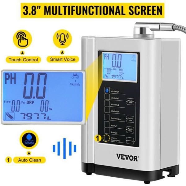 VEVOR Alkaline Water Ionizer Alkaline Acid Water Purifier pH3,5-10,5