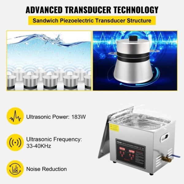 10L ultraljudsrengöring - VEVOR - Digital ultraljudsbricka med timeruppvärmning