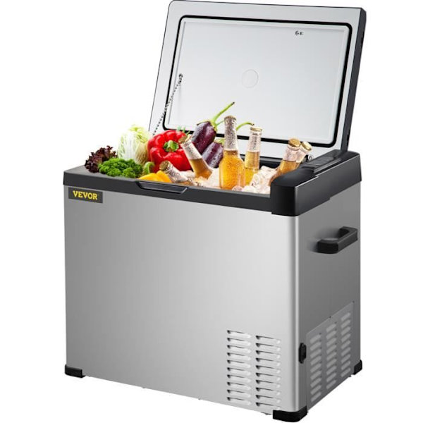 VEVOR bärbar fryskylare - 40L -20℃ till 20℃ - Appkontroll - Lågt brus svart och silver
