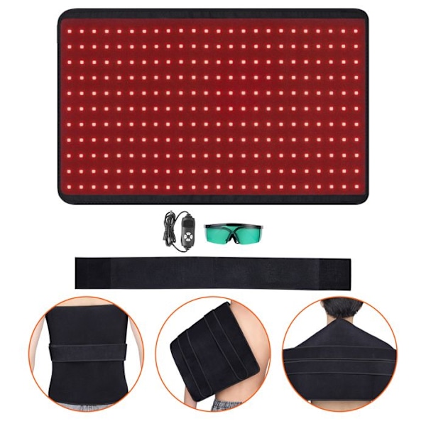 Rödljusterapimatta för kropp-VEVOR-264 LED med styrenhet-10 Hz puls-för smärtlindring