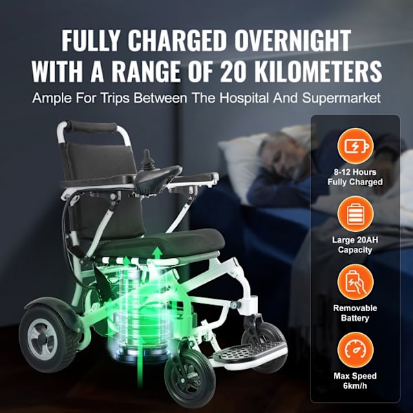 Elektrisk rullstol för seniora vuxna-VEVOR-Belastning 136 kg-All Terrain Elektrisk stol Aluminiumlegering 20 km