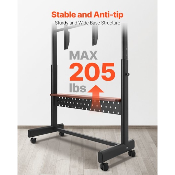 Support TV med hjul - VEVOR - för TV/LED/LCD/OLED från 1397 till 2540 mm - Portabel TV-vagn - Justerbar höjd med hylla