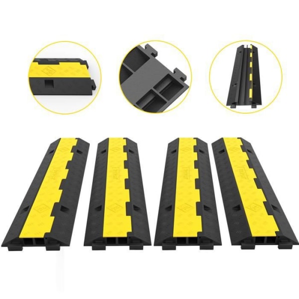 Set om 4 Kabelskyddsramp - VEVOR - 2-kanalskabel 101x24,5x5 cm PVC Golvkabel Genomgångsbelastning 4989 kg