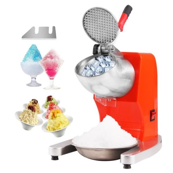 Ice Crusher - VEVOR - Electric Crushed Ice Machine Crushed Ice Machine 100 kg-h 300 W Orange