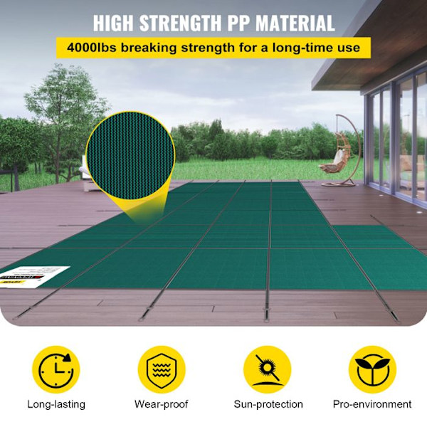 Inground Pool Cover-VEVOR-5,49x10,36 m-Rektangulärt skydd Vinterskydd Trippelstickad PP Hög Mesh-Grön