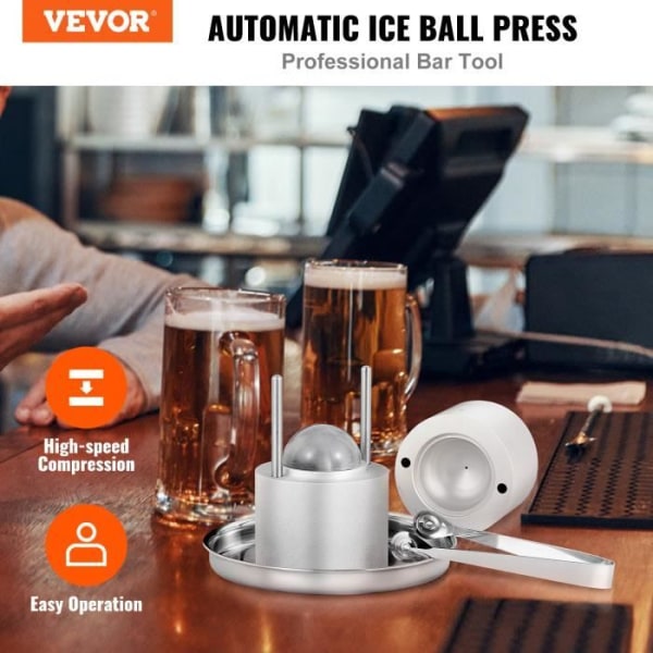 Ice Cube Press - VEVOR - Rund Ice Cube Form Aluminium Ice Cube Form Kula Ice Cube Fack 61 mm Silver