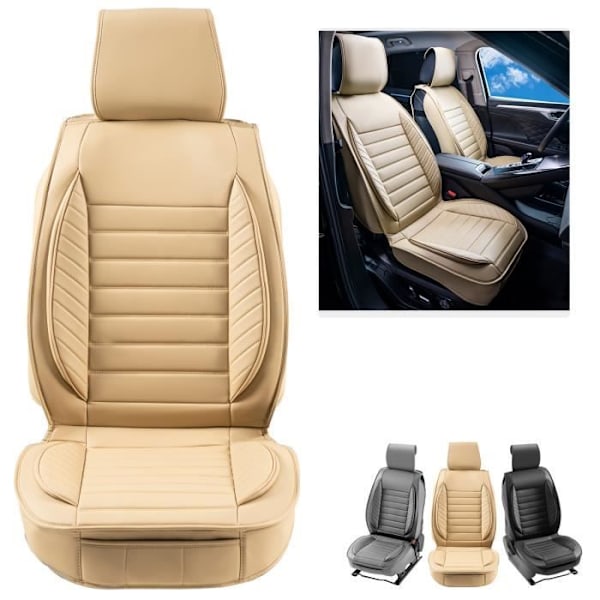Sätesöverdrag-VEVOR-2 st-Helt sluten design-Lagtagbart nackstöd,Krockkudde-Bilar SUV Lastbilar-Beige