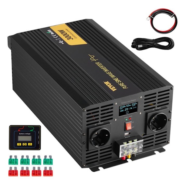 Pure Sine Wave Inverter-VEVOR-3000W-för husbil, lastbil, bil, solsystem, resor