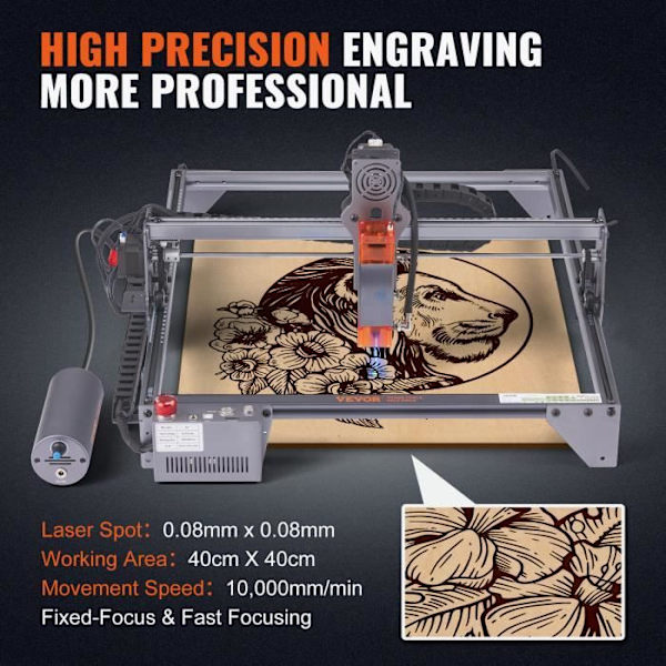 Lasergraveringsmaskin - VEVOR - 10 W Lasergravör Roterande Roller komprimerade prickar