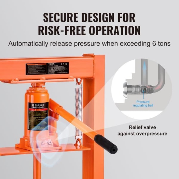 6 T Hydraulisk verkstadspress - VEVOR - Bänkpress för bilar Slag 110 mm
