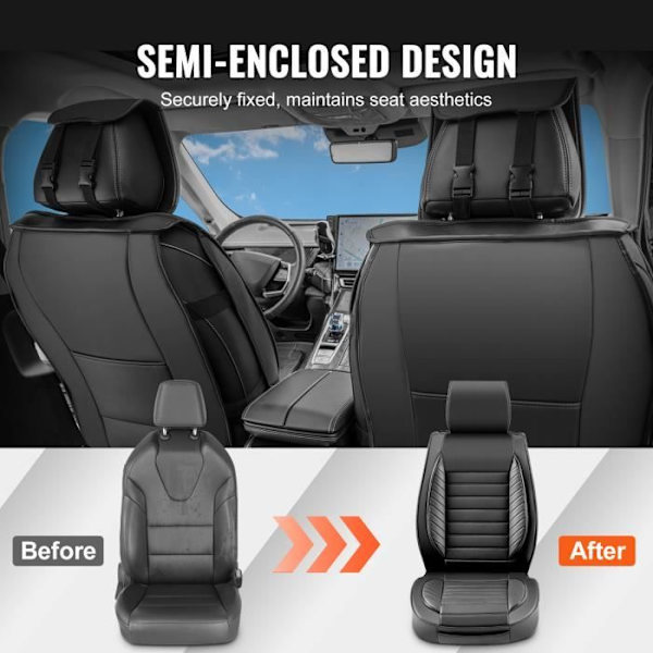 Sätesöverdrag-VEVOR-2 st-Sätesöverdrag i konstläder-Helt sluten design-Bilar SUV Lastbilar-Svart