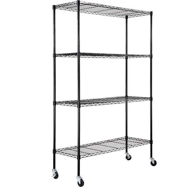 Förvaringshylla - VEVOR - 47,2" L x 17,7" B x 74" H, 4 våningar, för kök, skafferi, källare, tvättstuga, svart