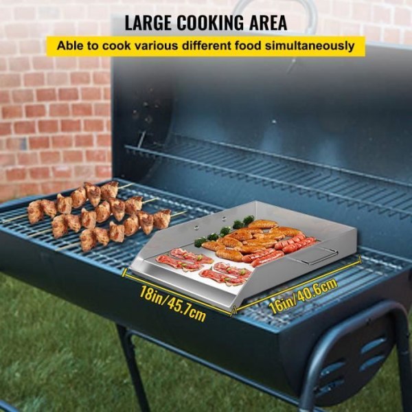 Grillplatta - VEVOR - 46x40 cm Grillpanna i Rostfritt Stål - Barbecue Pizza Camping