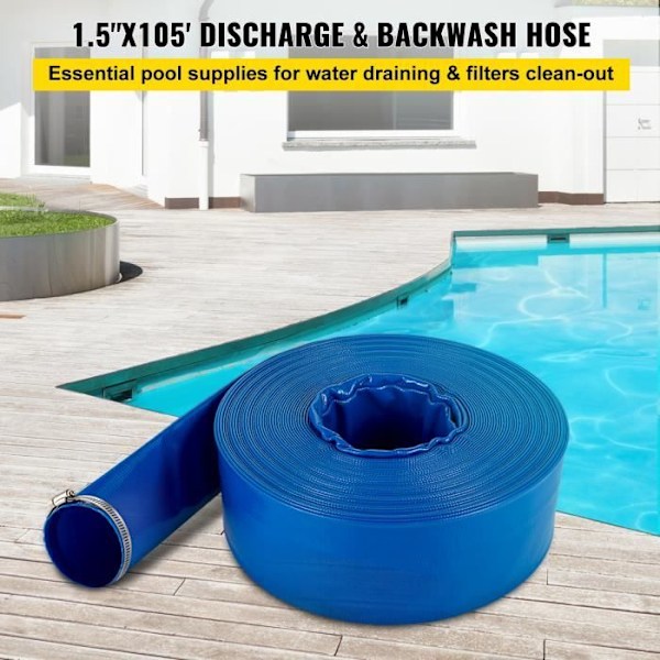 Utloppsslang-VEVOR-38mm x 32m väderbeständig och sprängbeständig PVC-tyg platt slang-för pool