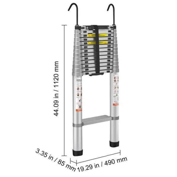 Utdragbar teleskopstege - VEVOR - Bärbar teleskopstege av aluminium för flera ändamål 5,5 m 190 kg