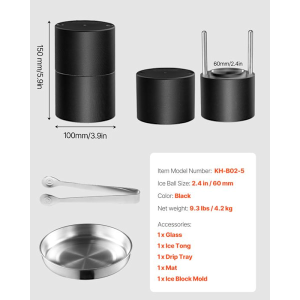 Kit för isbitar - VEVOR - Isbitsmaskin i flygaluminium - Rund isbitsmaskin 2,4"/60 mm