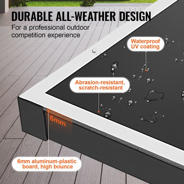 Ping Pong Bord-VEVOR-All Weather Bärbart Aluminium Vikbart Bordtennisbord med Quick Release Net