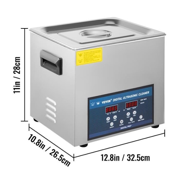 Professionell ultraljudsrengörare 10L - VEVOR - Dual Frequency 28-40KHZ Rostfritt stål
