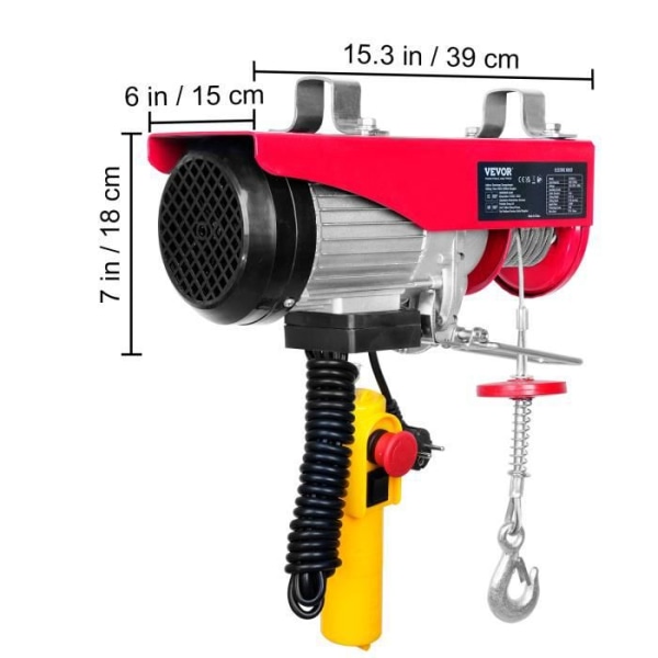 Elektrisk vinsch 600 KG - VEVOR - Kabellyft 1150 W Vinsch-hiss 10 m/min