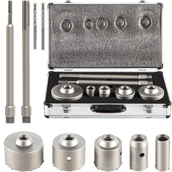 Hålsåg-VEVOR-5PCS-30mm 40mm 65mm 80mm 100mm-Kolstål-2 Borrkronor-2 vevstakar-Bortillbehör-Cement