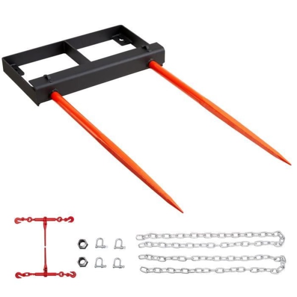 Traktor högaffel -VEVOR- Belastning 1360 kg, Spetsgaffel 2 tänder 125 cm hög hållbarhet, för traktor, kompaktlastare