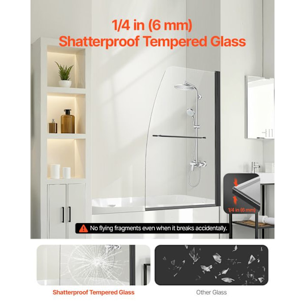 Rammansport utan ram-VEVOR-864 x 1397 mm-Dörrhalvvägg i 6 mm härdat glas-180° roterbar