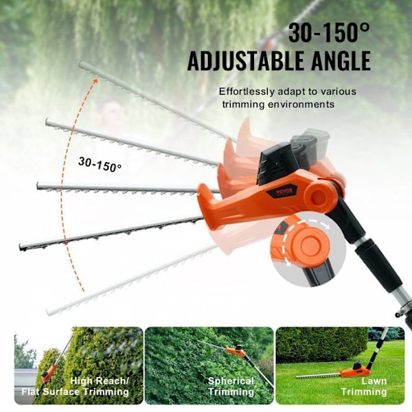 VEVOR Sladdlös Batteri Häcksax Teleskopisk 188-239 cm 20 V Blad 45,7 cm