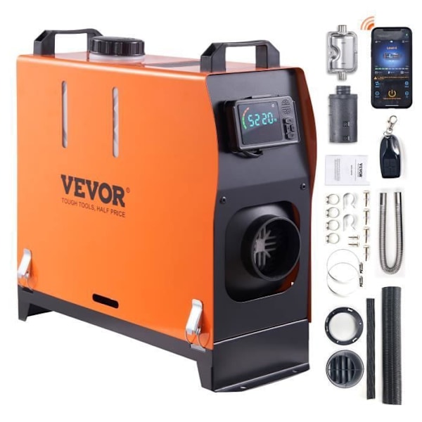 Dieselvärmare - VEVOR - 12V 5kW 0,16-0,52L-h Allt-i-ett luftvärmare Bluetooth APP LCD Auto