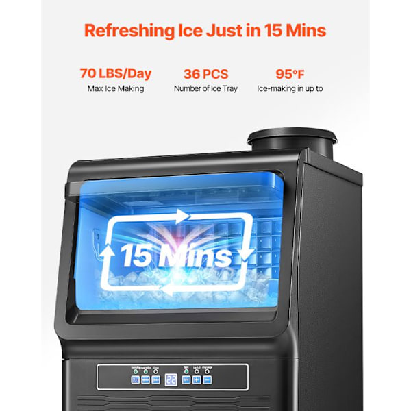 Ismaskin-VEVOR-Produktion 31,8 kg/24 h och Kapacitet 5,4 kg-Digital LED-display och Självrengörande funktion