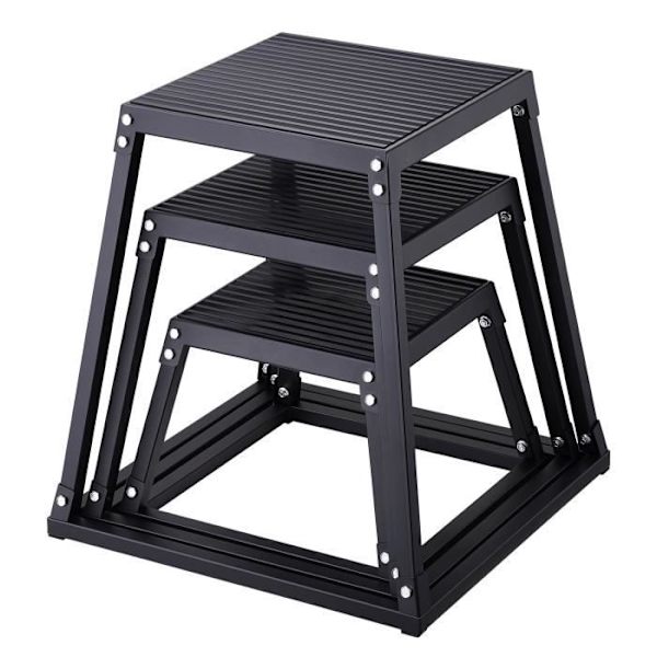 Bodybuilding Jump Box - VEVOR - 3-delat set 305/458/609 mm, Belastning 227 kg, Svart, För träning hemmagym
