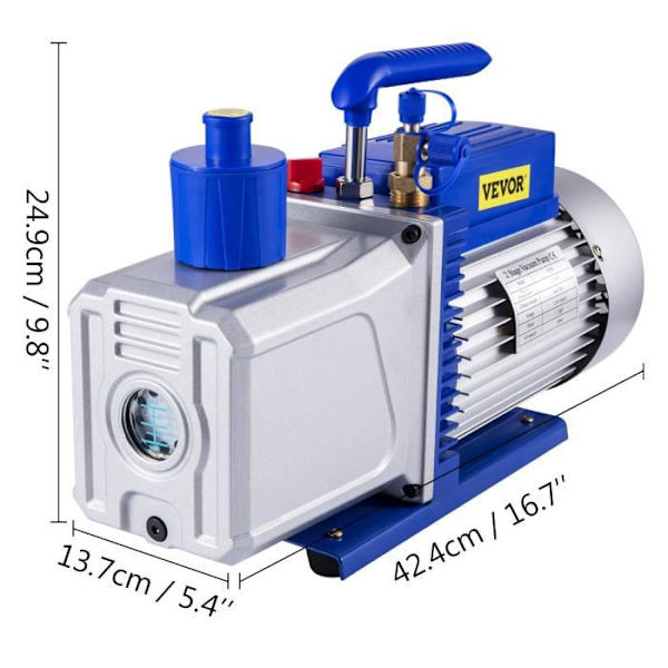 Vakuumpump 10 CFM - VEVOR - 2 steg 283L-min - för Auto Refrigeration Air Conditioning Blå och Silver