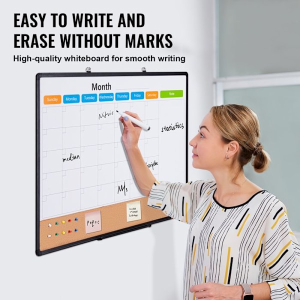 Whiteboard och Cork Board Combo-VEVOR-468×868mm-Dubbelfunktion torrradering och anslagstavla-Vit