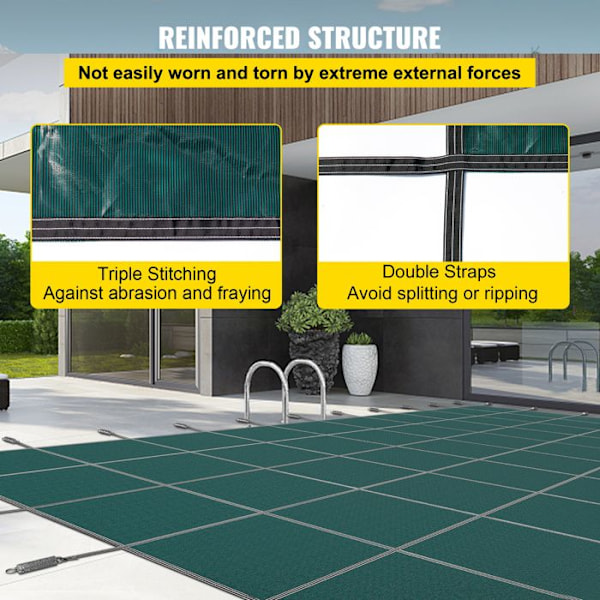Inground Pool Cover-VEVOR-5,49x10,36 m-Rektangulärt skydd Vinterskydd Trippelstickad PP Hög Mesh-Grön