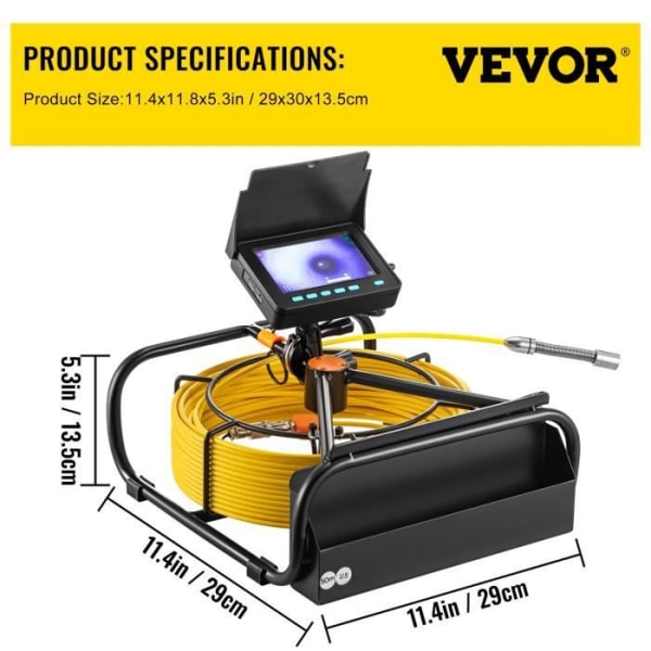 Rörinspektionskamera - VEVOR - Sewer Endoscope Pro - LCD 50 m Kabel