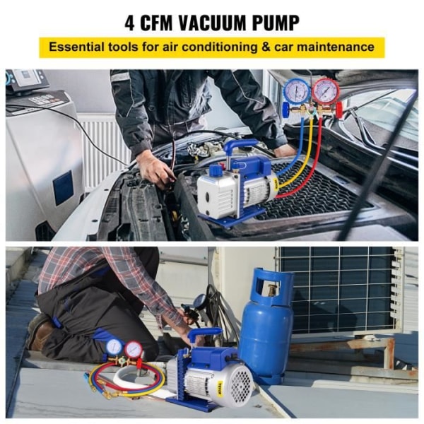 4 CFM vakuumpump - VEVOR - Enstegs kylluftkonditionering - 1-3 HP - 1720 rpm