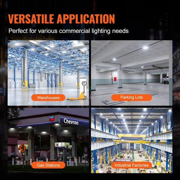 Set med 4 LED-markislampor - VEVOR - 150 W - 5000 K dagsljus - för bensinstationer, lager, garage, gator, butiker