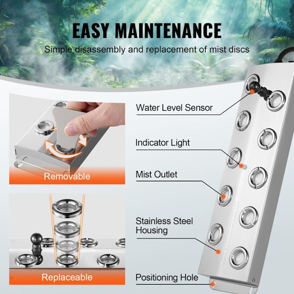 Ultrasonic Fogger 10 Heads-VEVOR-7000 ml/h-för damm, trädgård, stenparti, växthus, Halloween-dekoration