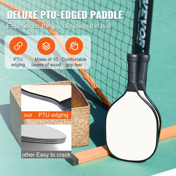 Bärbart Pickleball-nätsystem - VEVOR - Reglerstorlek Nät 673 cm - med väska, bollar, racketar