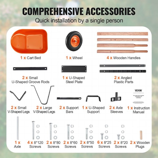 6 cu ft. Skottkärra-VEVOR-Easy Loading Utility-vagn och vagnar för Outdoor Lawn Farm