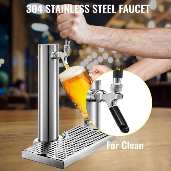 VEVOR Beer Dispenser Rostfritt stål Bar Dispenser 1 kran Avtagbar droppbricka