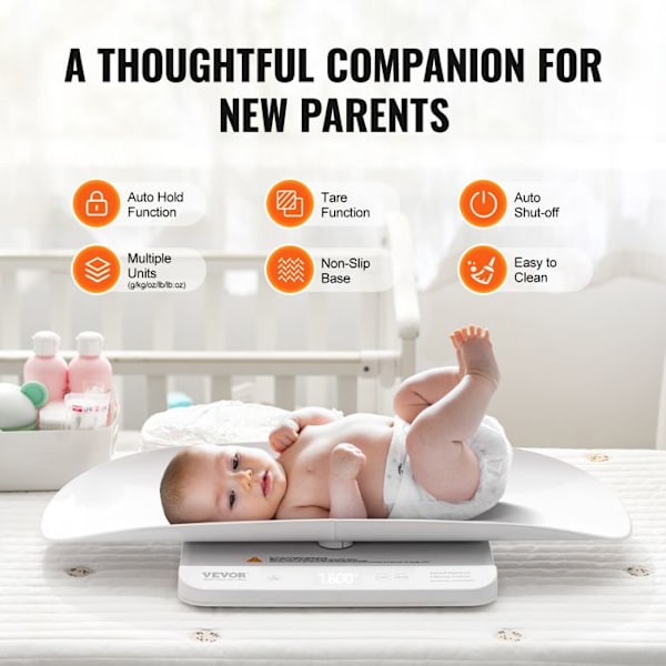 Digital Baby Scale-VEVOR-2-in-1 Baby Scale with Removable Tray-Capacity 30 kg