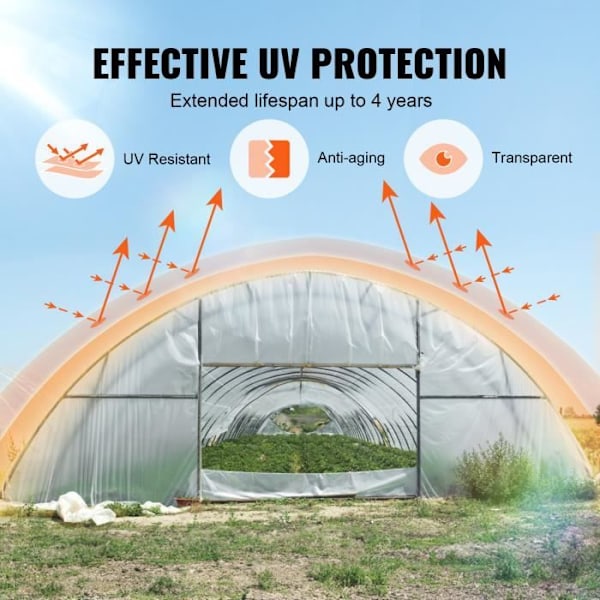 Växthusskydd - VEVOR - Transparent plastskydd för växthus 3,7x15,2m 6mil polyetenfilm, för trädgårdsskötsel, jordbruk