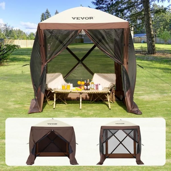 Gazebo med myggnät - VEVOR - Pop-Up Gazebo myggnätstält 4 sidor Solskydd Brun 1,83 x 1,83 x 2,1 m