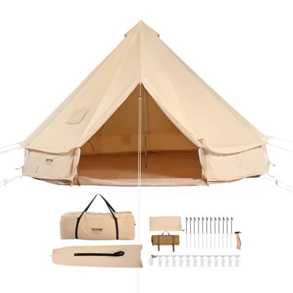 Campingtält - VEVOR - 4 Seasons Family med Spishål, för Glamping upp till 8 personer, Höjd 300cm, Diameter 5m