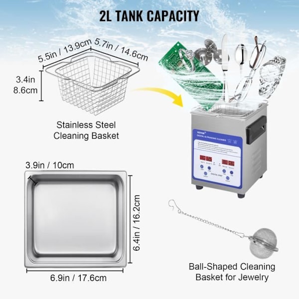 2L Professional Ultrasonic Cleaner - VEVOR - Digital Ultrasonic Cleaner