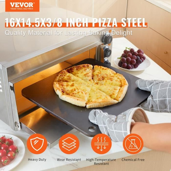 Pizzasten-VEVOR-406 x 368 x 10 mm Förkryddad ugnspizzabricka-för färsk eller fryst pizza