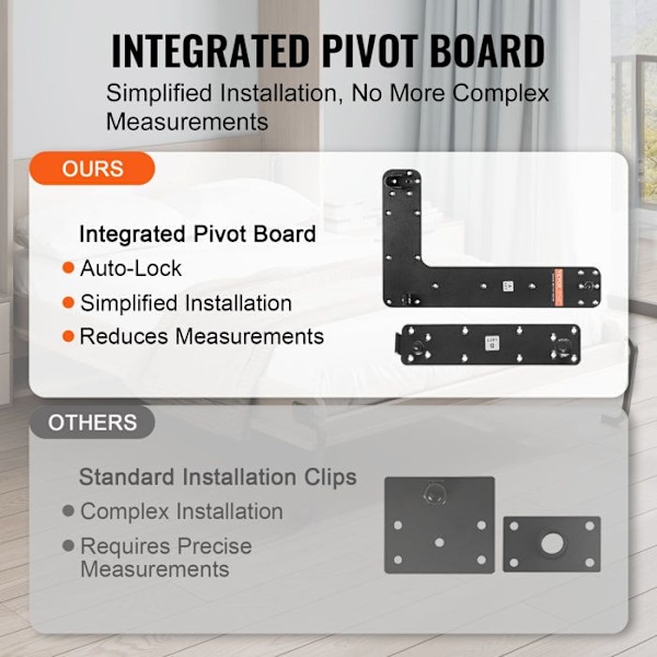 Murphy Bed Hardware Kit-VEVOR-Load 31 kg-2185 x 1700 x 2210 mm-för hopfällbar garderob Väggsäng för sovrum Svart