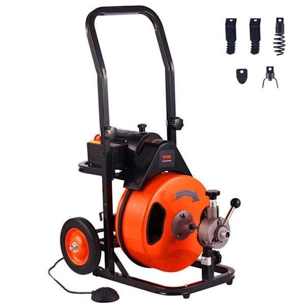 Electric Pipe Unblocker - VEVOR - Auto Power Pipe Cleaning Machine 30 m x 9,5 mm